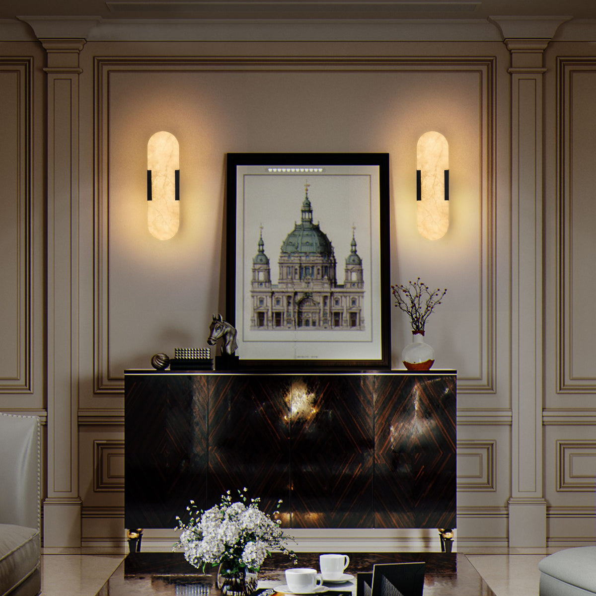 Modern Matte Black Wall Sconces, Set of Two