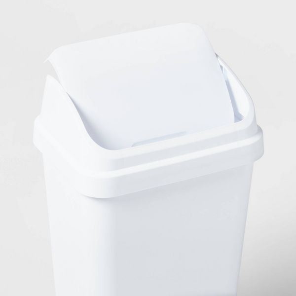Swing Top Waste Basket with Space-Efficient Design