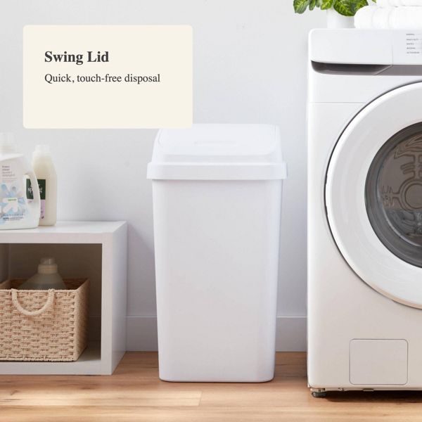Swing Top Waste Basket with Space-Efficient Design