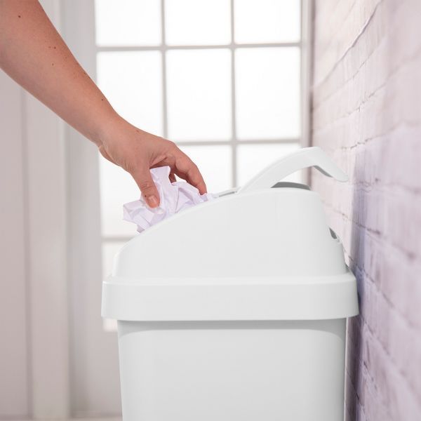 Swing Top Waste Basket with Space-Efficient Design