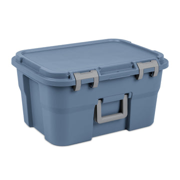 Lockable Plastic Storage Trunk with Integrated Handles and Latches