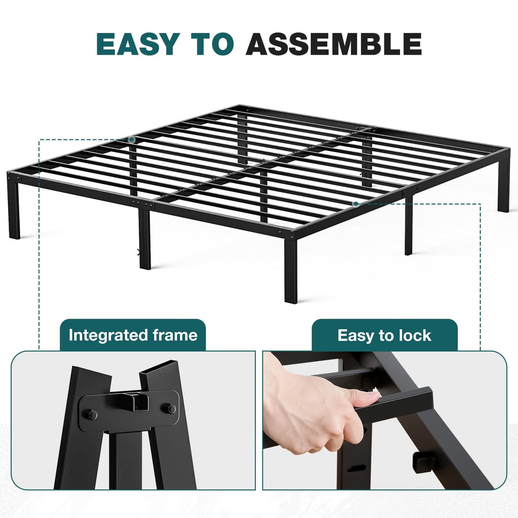 Queen Platform Bed Frame with Open Under-Bed Storage