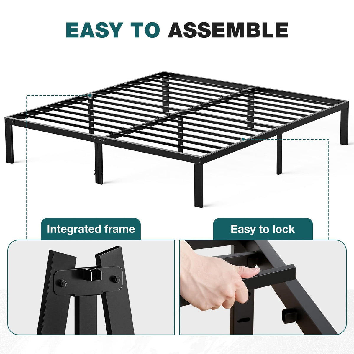Queen Platform Bed Frame with Open Under-Bed Storage
