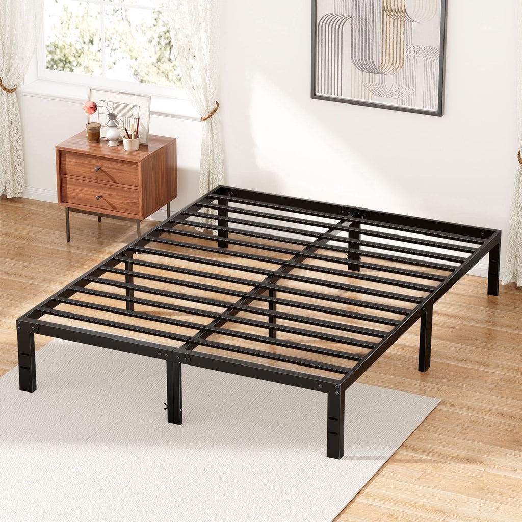 Queen Platform Bed Frame with Open Under-Bed Storage