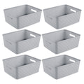 Cement-Tone Woven Storage Basket Set with Side Handles