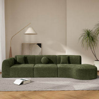 140" Modern Curved Sectional Sofa with Chaise Lounge, 3-Piece Set for Living Room
