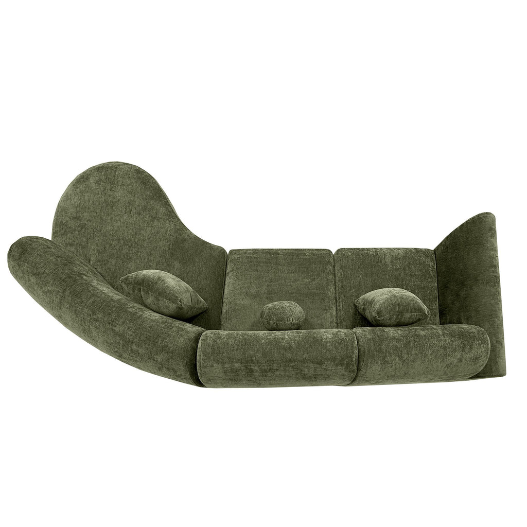 140" Modern Curved Sectional Sofa with Chaise Lounge, 3-Piece Set for Living Room