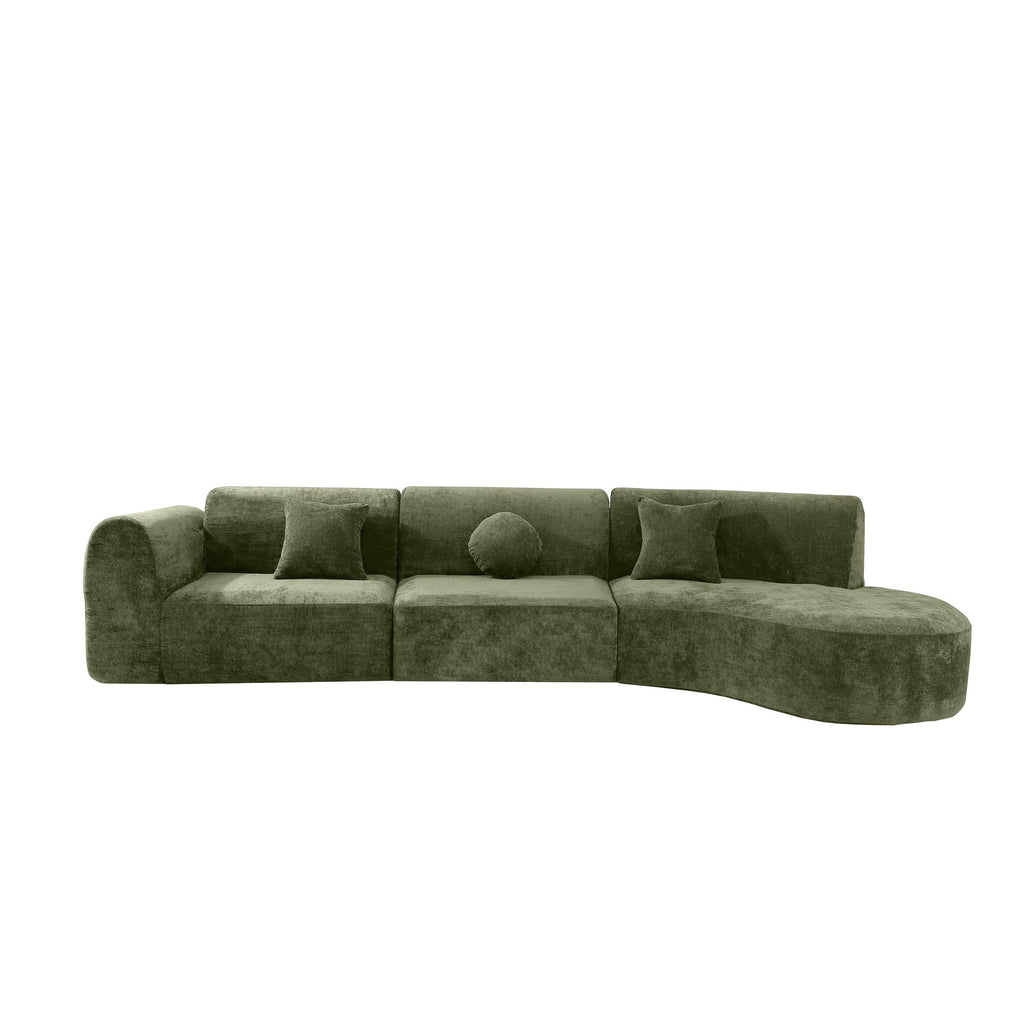 140" Modern Curved Sectional Sofa with Chaise Lounge, 3-Piece Set for Living Room