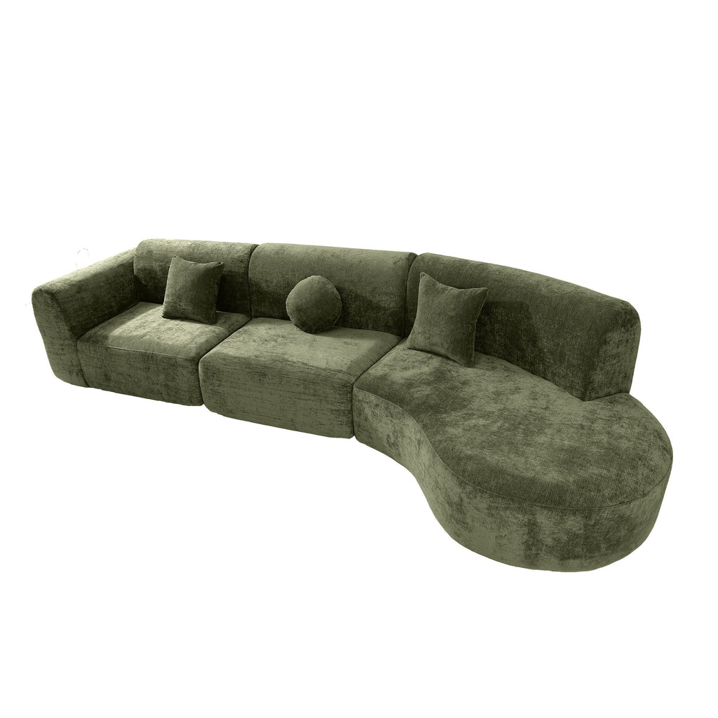 140" Modern Curved Sectional Sofa with Chaise Lounge, 3-Piece Set for Living Room