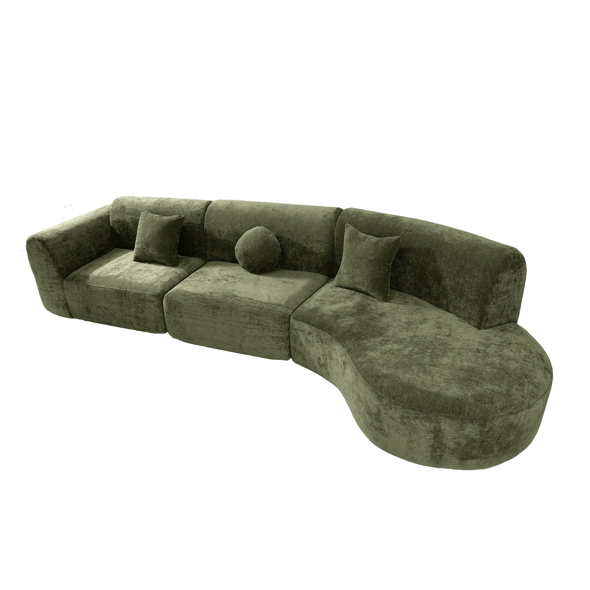 140" Modern Curved Sectional Sofa with Chaise Lounge, 3-Piece Set for Living Room