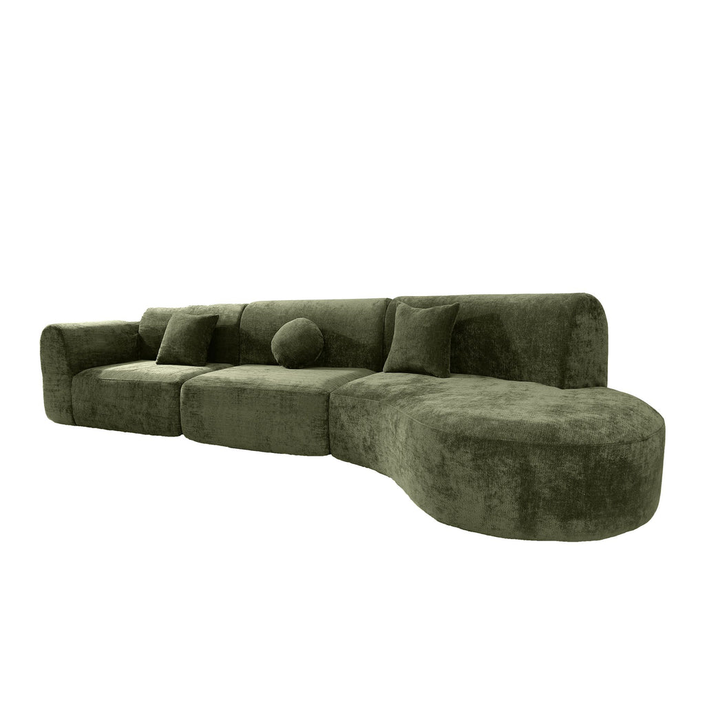 140" Modern Curved Sectional Sofa with Chaise Lounge, 3-Piece Set for Living Room