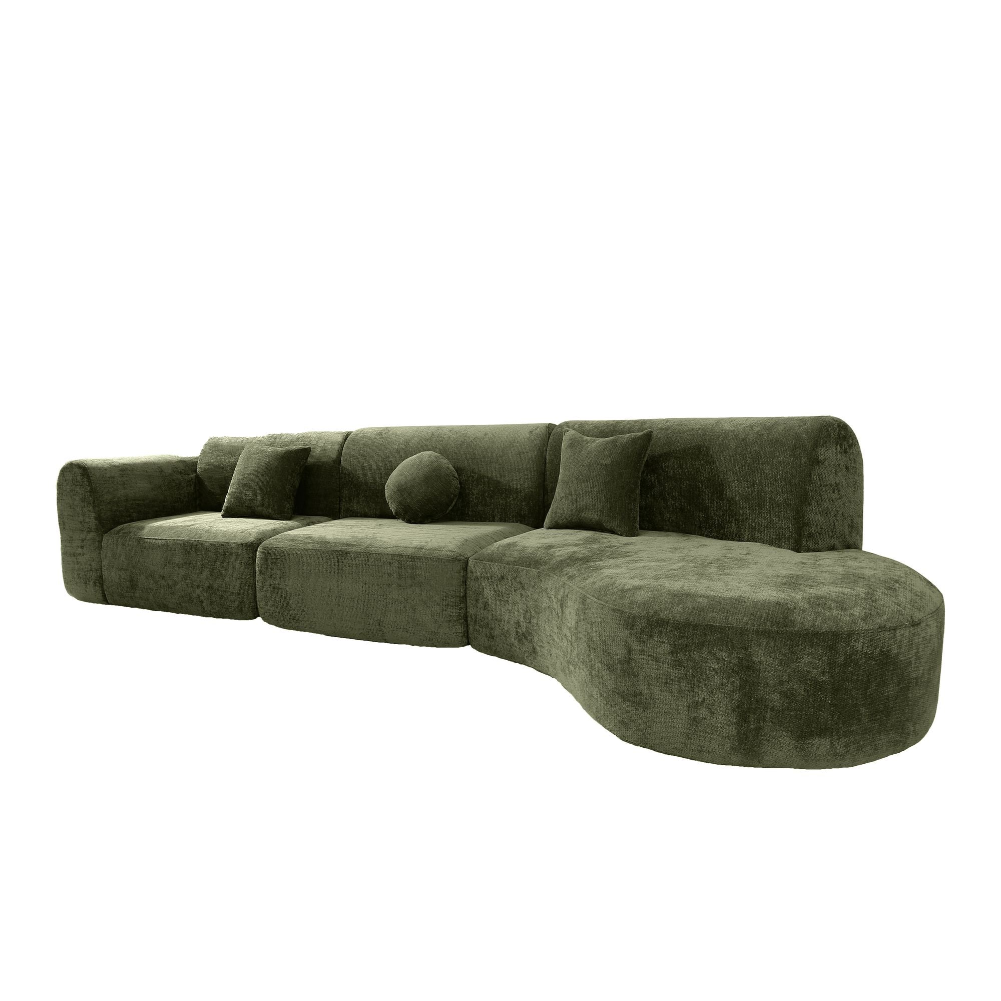 140" Modern Curved Sectional Sofa with Chaise Lounge, 3-Piece Set for Living Room
