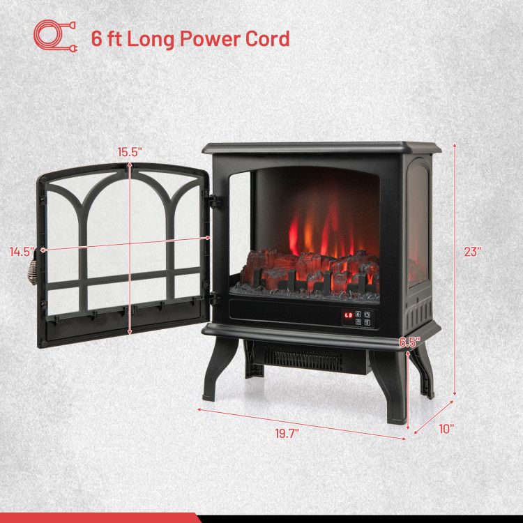 Electric Stove Heater with 3-Sided Flame Effect
