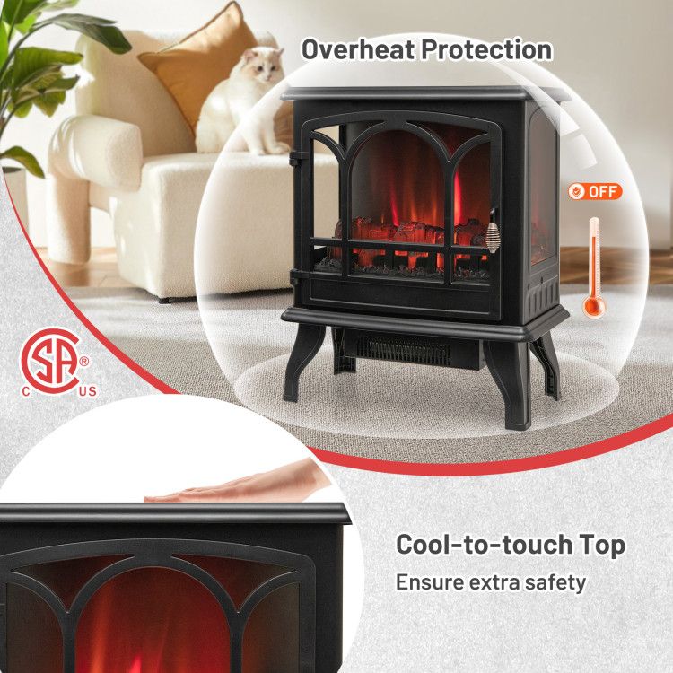 Electric Stove Heater with 3-Sided Flame Effect