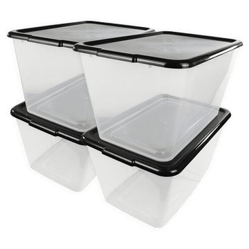 Clear-Sided Stacking Storage Bin Set with Snap-On Lids