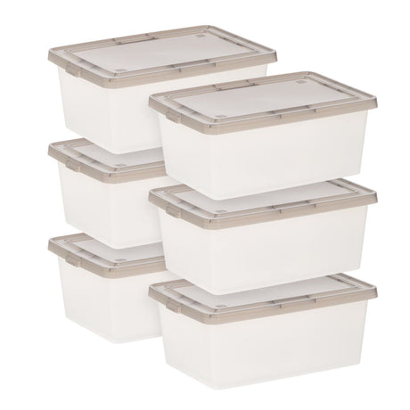 14.5 Qt. Stackable Plastic Storage Bins with Lids - 6 Pack