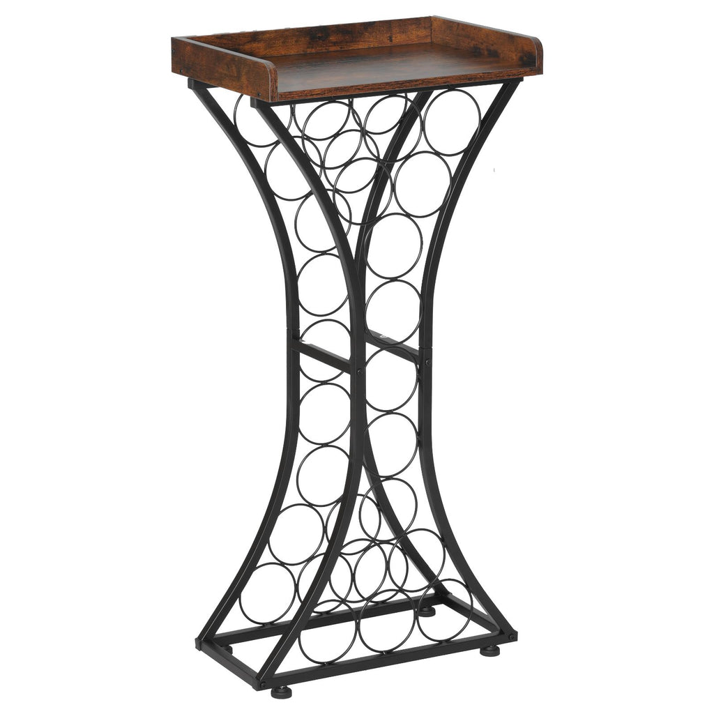 Freestanding 15-Bottle Wine Rack with Storage Top, Black