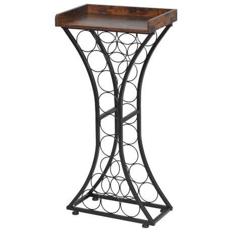 Freestanding 15-Bottle Wine Rack with Storage Top, Black