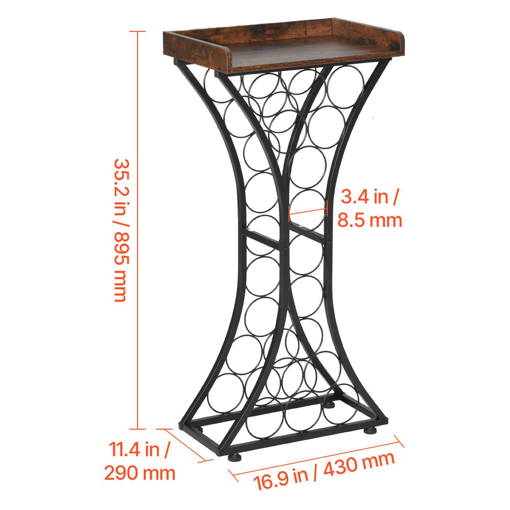 Freestanding 15-Bottle Wine Rack with Storage Top, Black