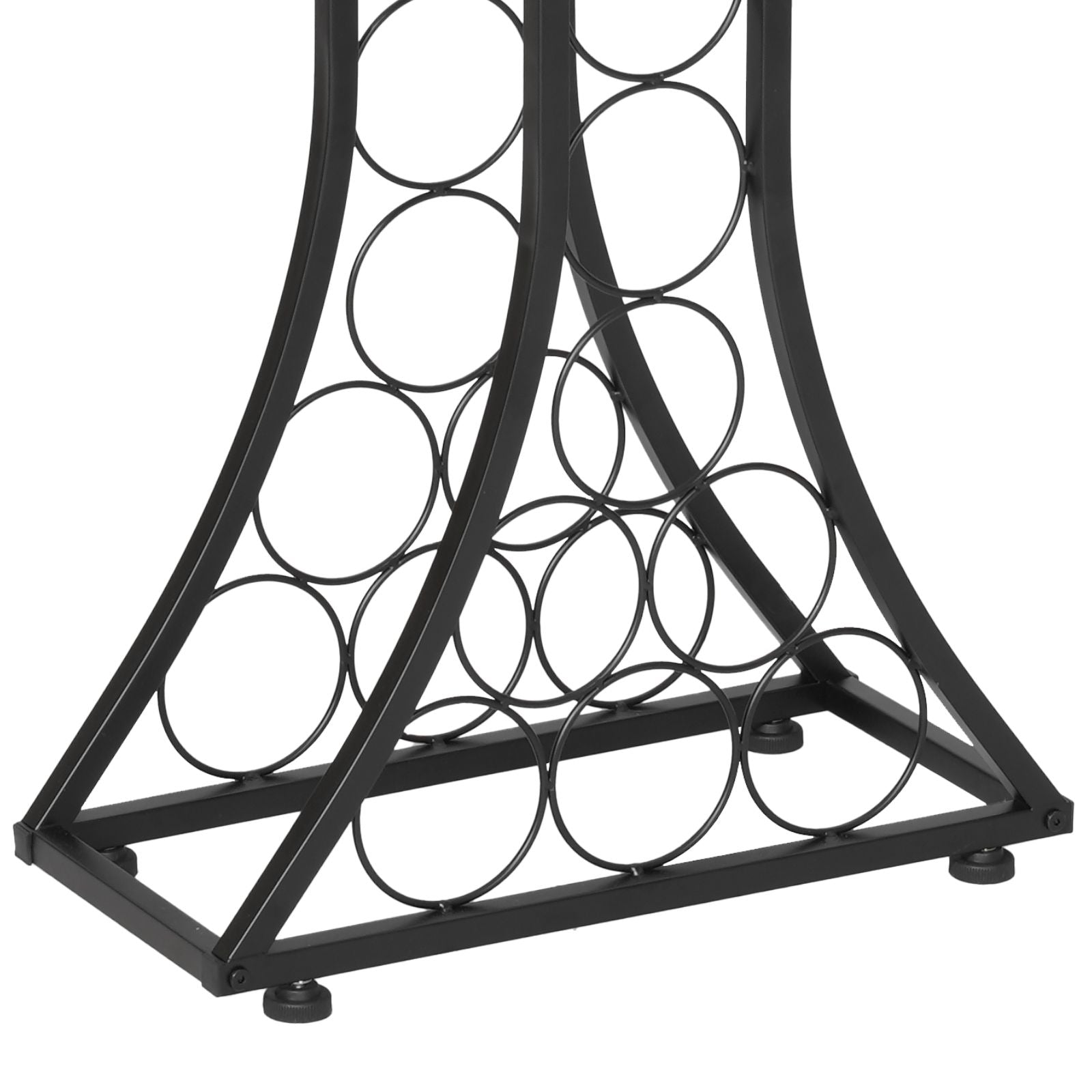 Freestanding 15-Bottle Wine Rack with Storage Top, Black