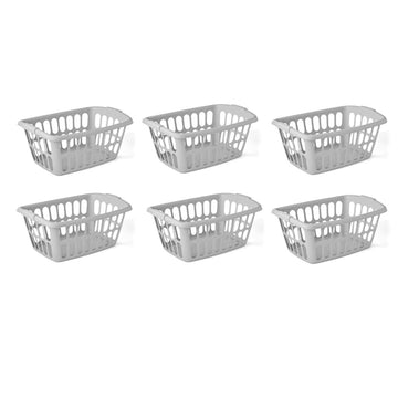 1.5-Bushel Rectangular Plastic Laundry Basket, Soft Silver, 6 Pack
