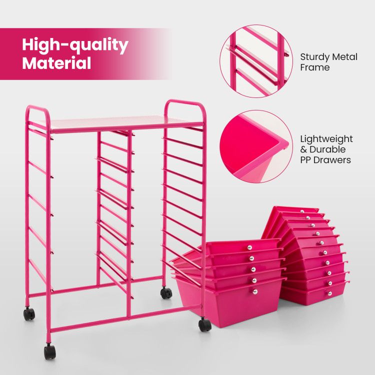 15-Drawer Rolling Storage Cart with Versatile Organization
