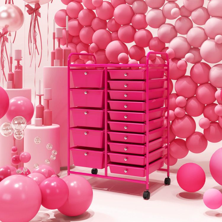15-Drawer Rolling Storage Cart with Versatile Organization