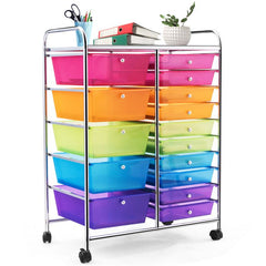 15-Drawer Rolling Storage Cart with Versatile Organization