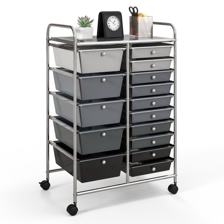 15-Drawer Rolling Storage Cart with Versatile Organization