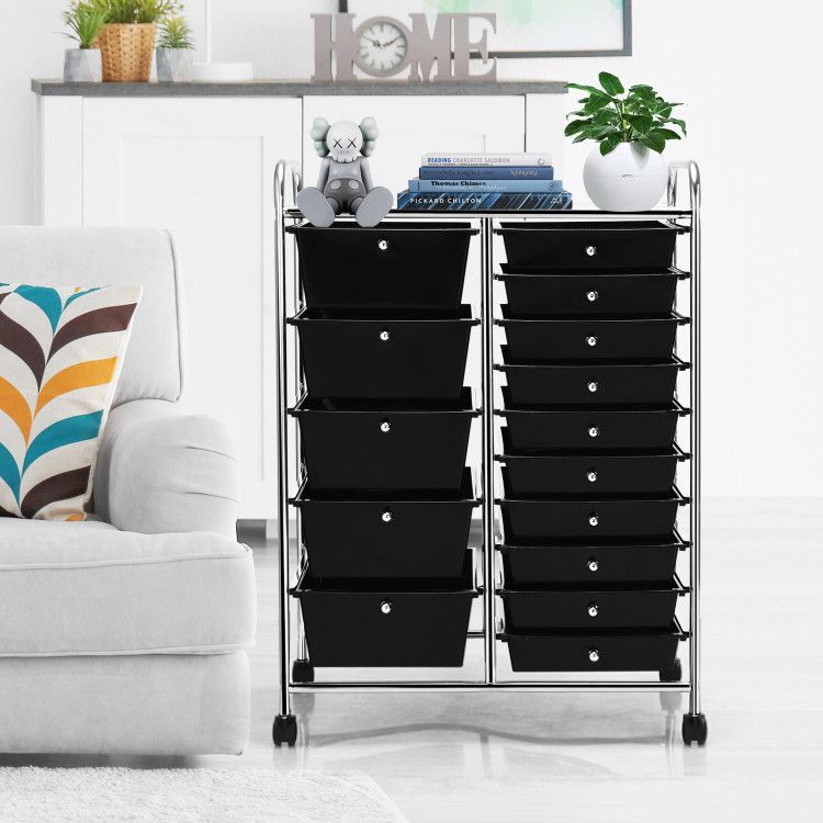 15-Drawer Rolling Storage Cart with Versatile Organization