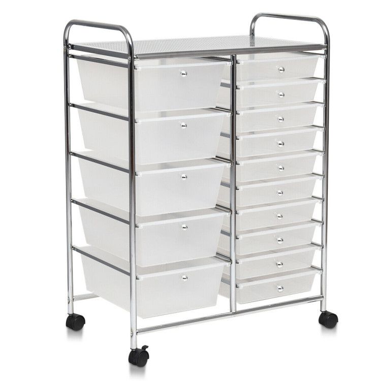 15-Drawer Rolling Storage Cart with Versatile Organization
