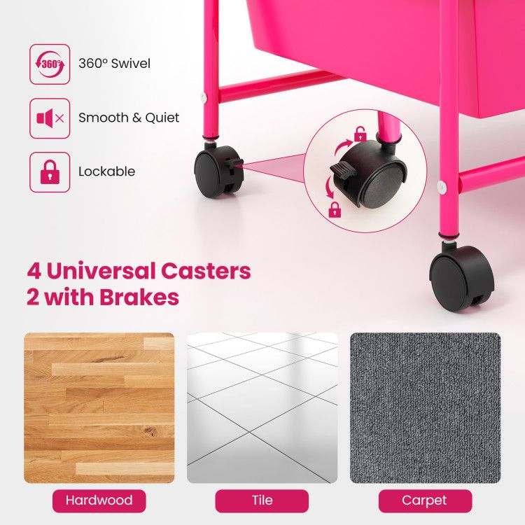 15-Drawer Rolling Storage Cart with Versatile Organization