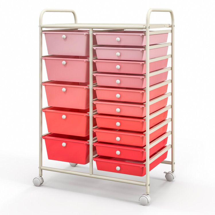15-Drawer Rolling Storage Cart with Versatile Organization