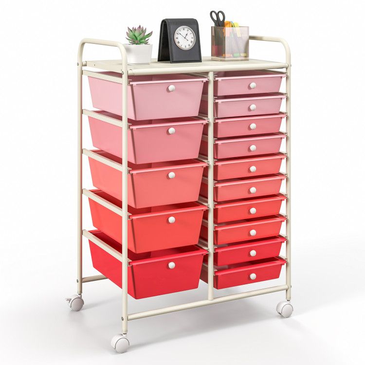 15-Drawer Rolling Storage Cart with Versatile Organization