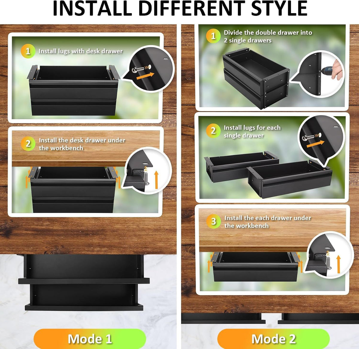 Two-Tier Adjustable Under-Desk Drawer