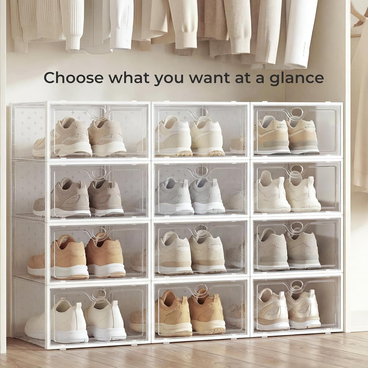 X-Large Stackable Shoe Storage Boxes for Closets and Sneaker Shelves