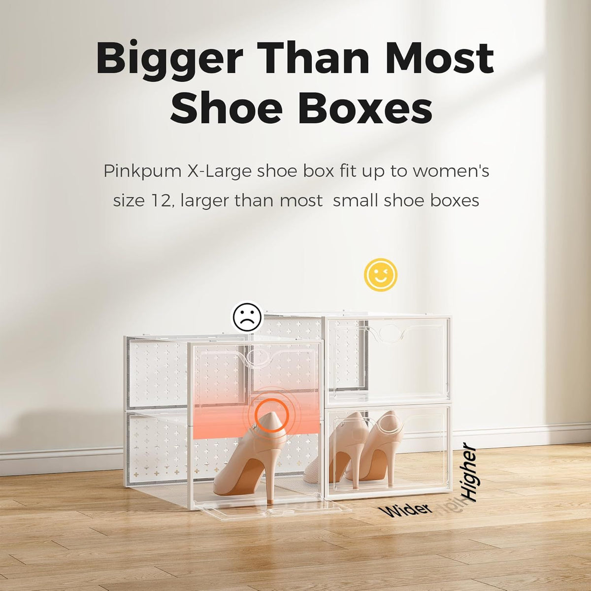 X-Large Stackable Shoe Storage Boxes for Closets and Sneaker Shelves
