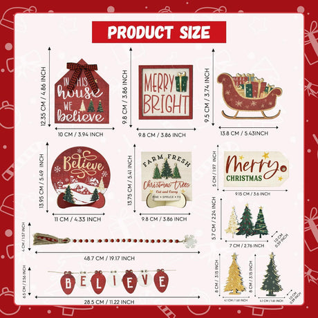 15-Piece Christmas Tiered Tray Decor Set