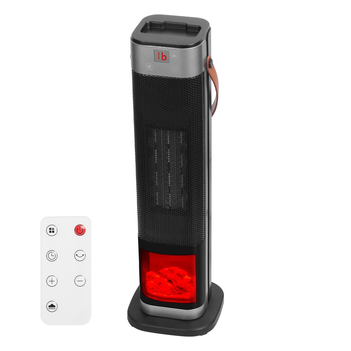 1500W Oscillating Ceramic Tower Space Heater with 3D Flame and Remote Control