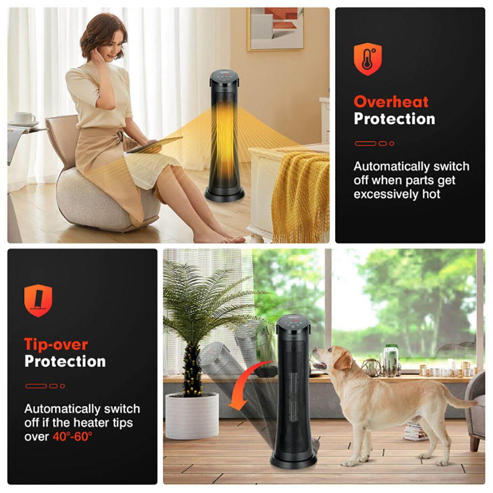 Ceramic Space Heater with Oscillation, Remote, and Fan Mode