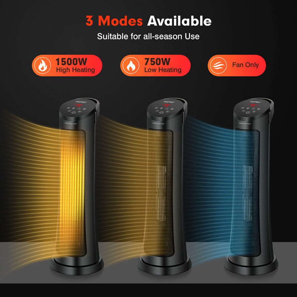 Ceramic Space Heater with Oscillation, Remote, and Fan Mode