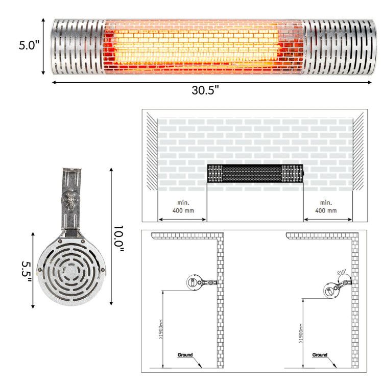 Instant Warmth & Remote Control: 1500W Wall-Mounted Far Infrared Heater