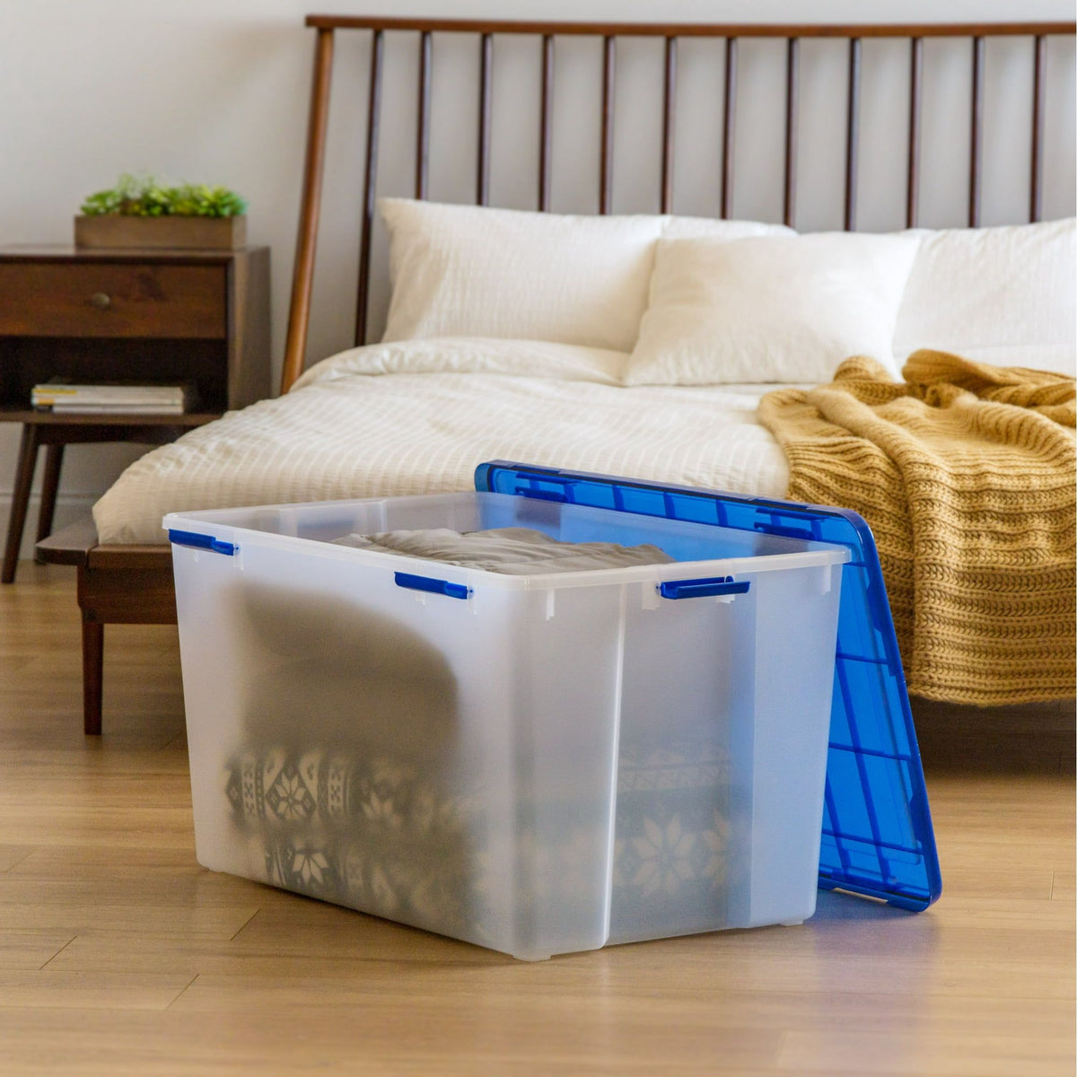 Stackable Clear Storage Bins with Latching Lids and Handles