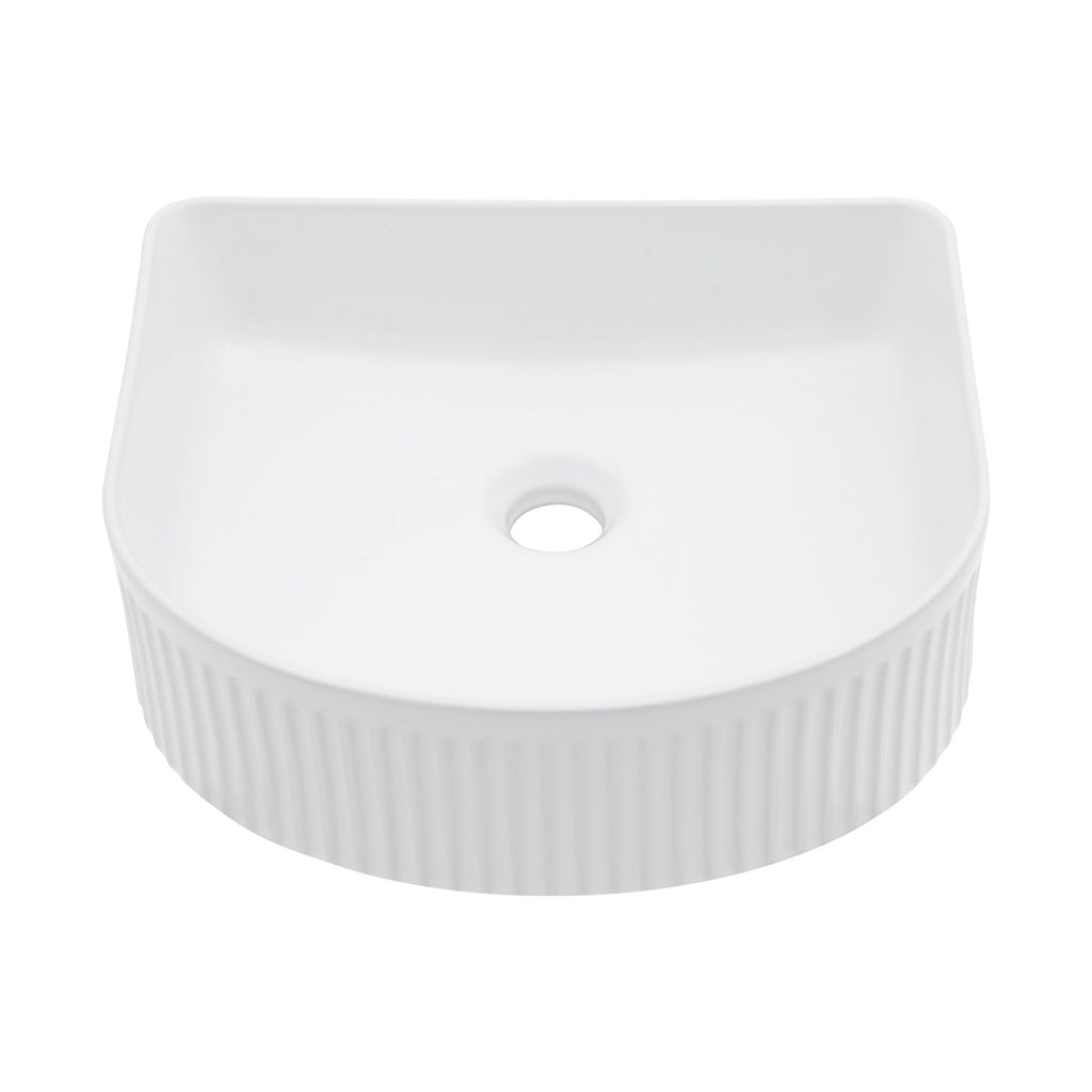 Curved White Above-Counter Vessel Sink