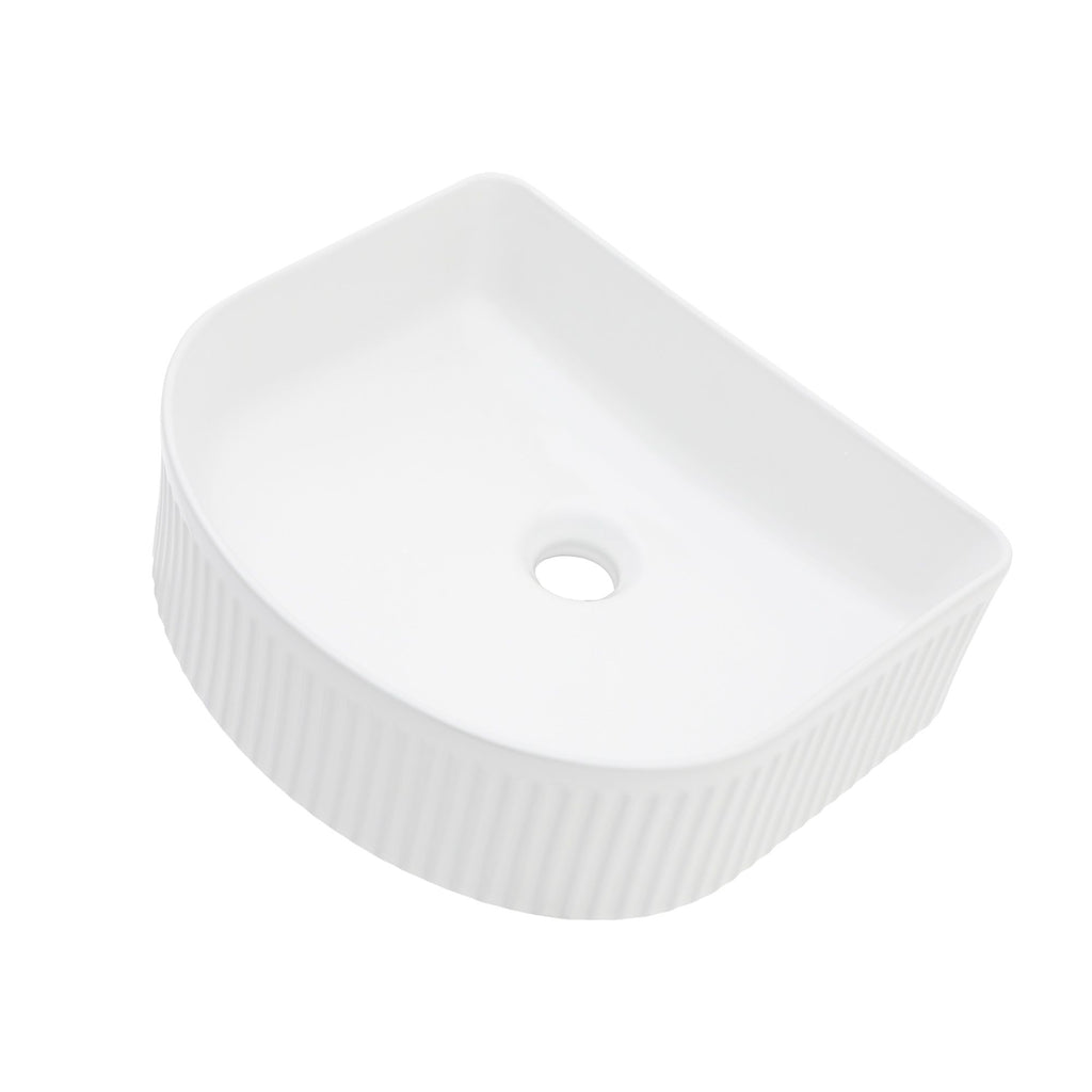 Curved White Above-Counter Vessel Sink