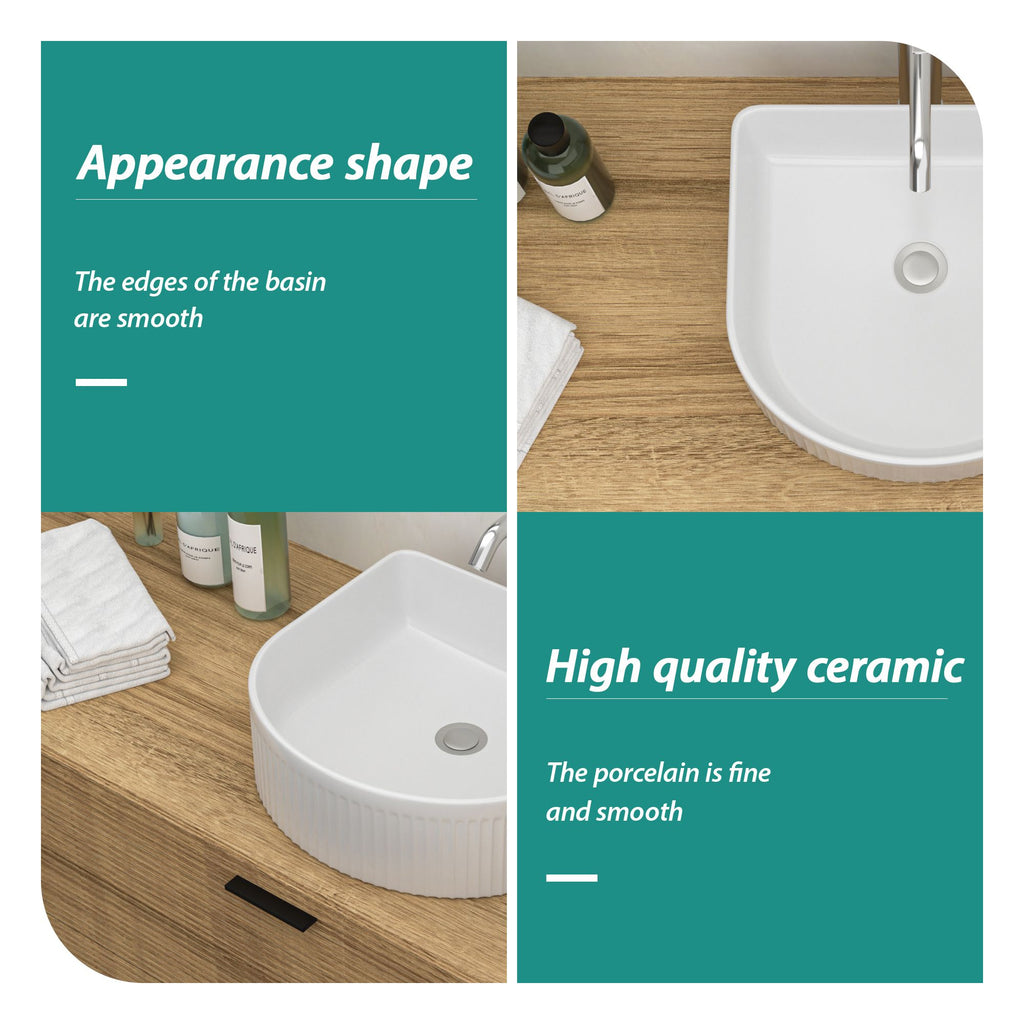 Curved White Above-Counter Vessel Sink