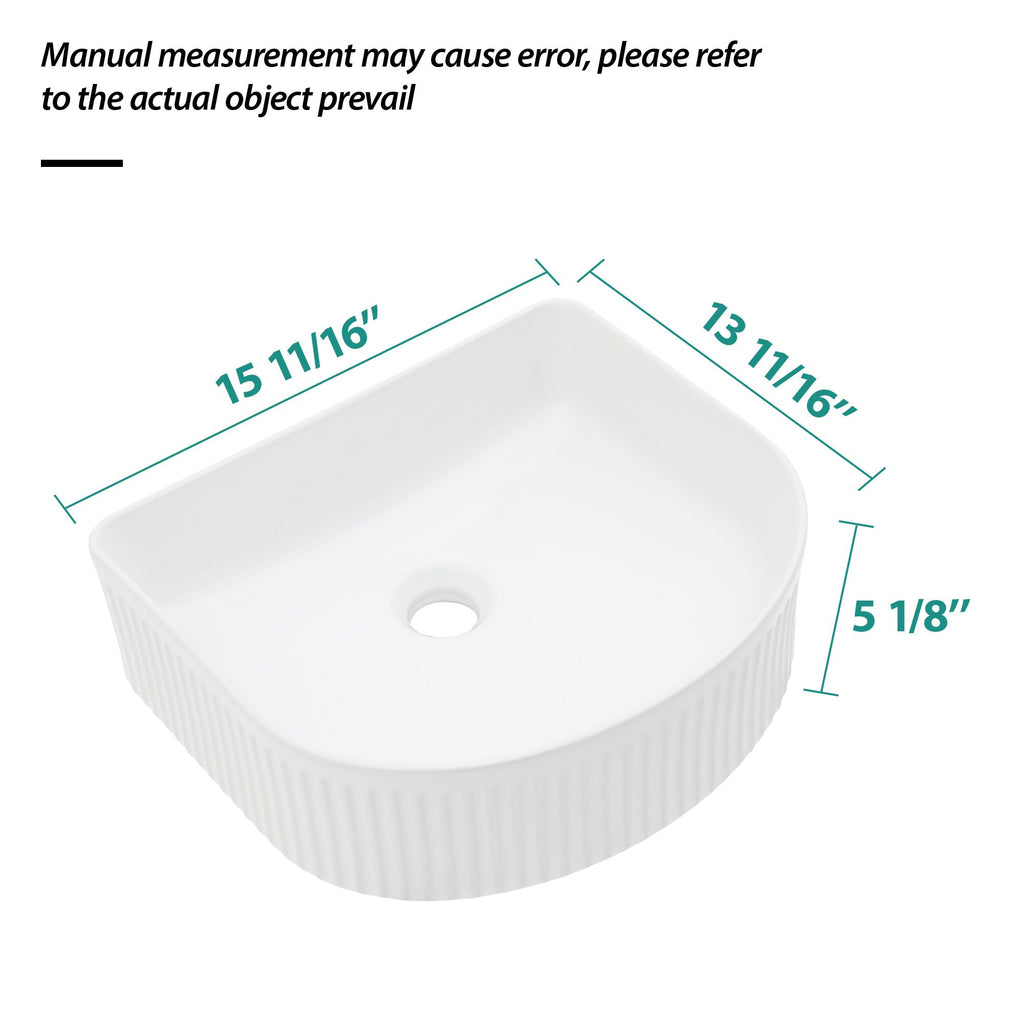 Curved White Above-Counter Vessel Sink