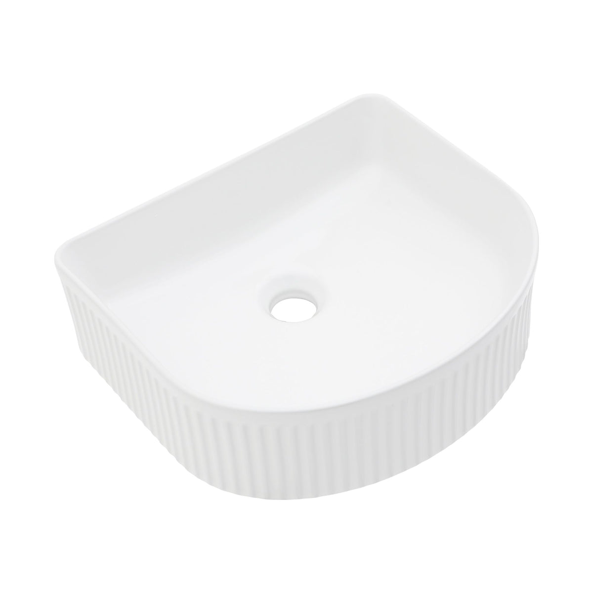 Curved White Above-Counter Vessel Sink