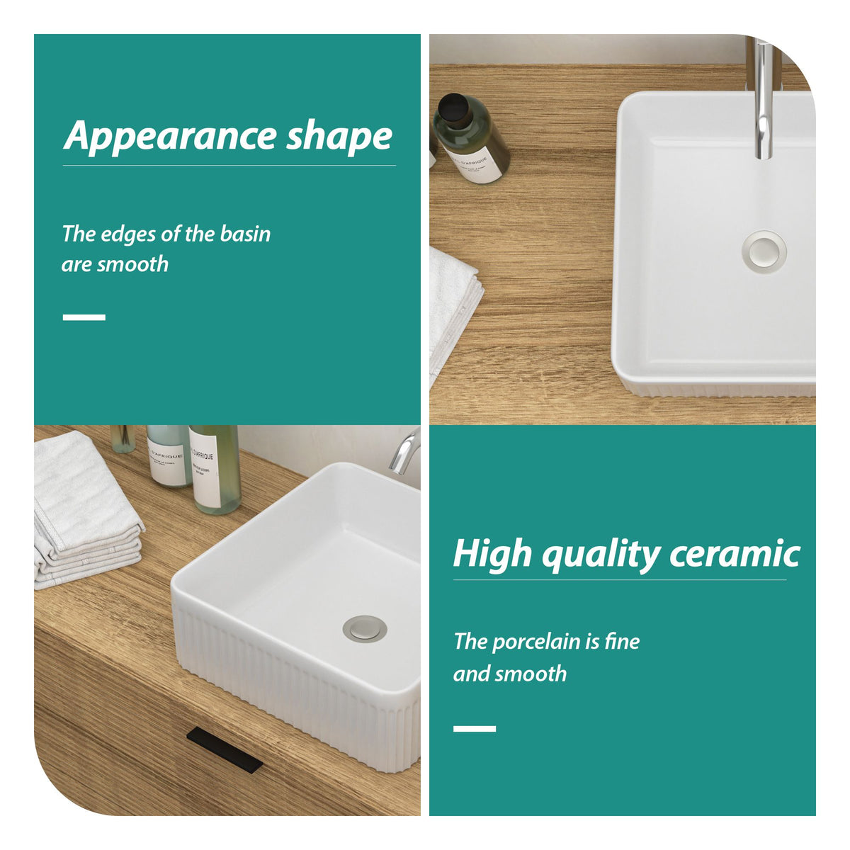 Modern White Square Vessel Bathroom Sink