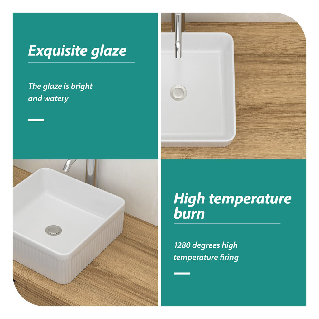 Modern White Square Vessel Bathroom Sink